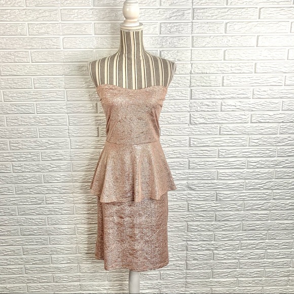 Deb Dresses & Skirts - Deb Lightweight Pink Strapless Peplum Dress